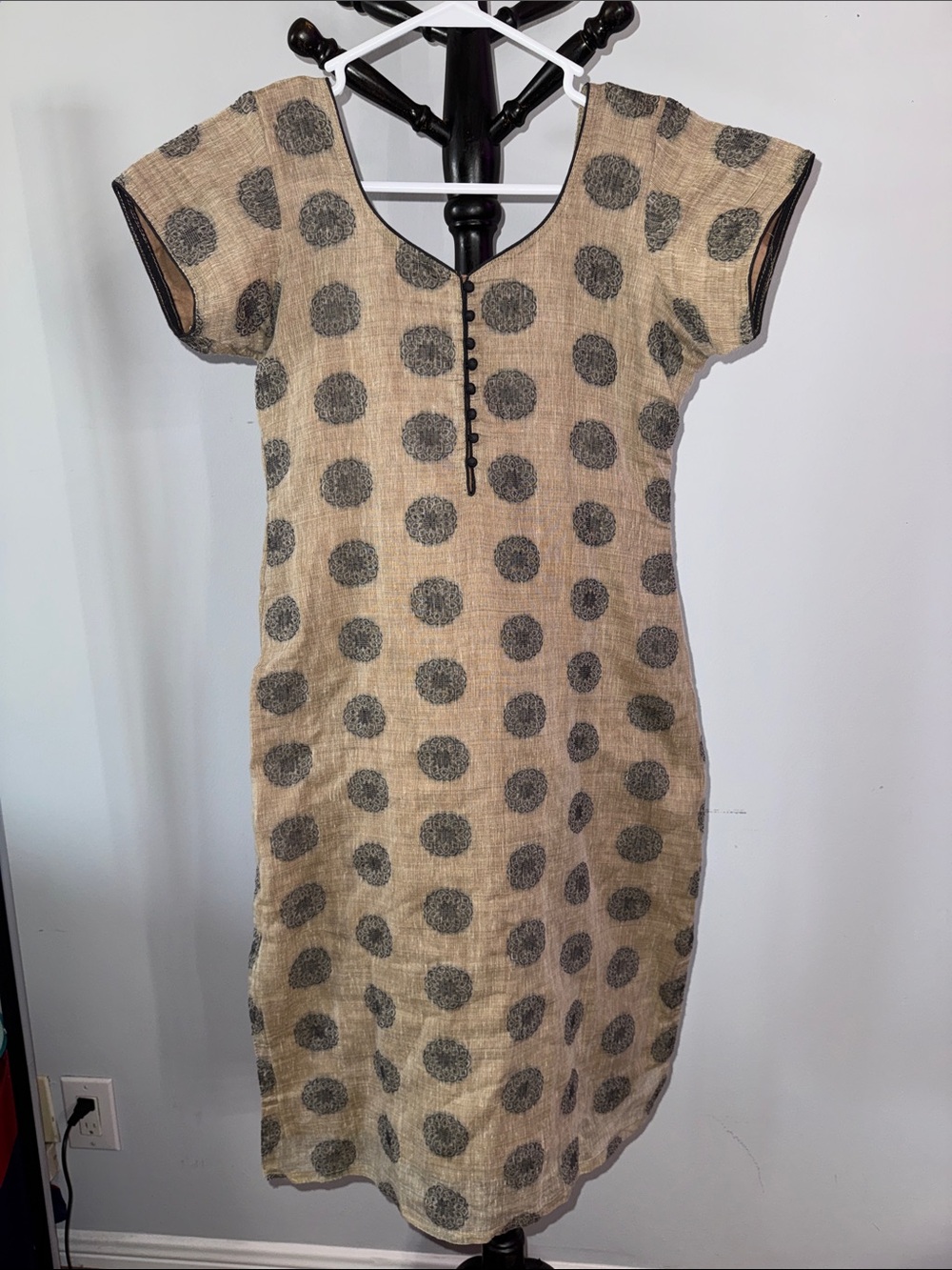 Burlap Brown Black Patterned Dress - Classic Casual 16.M